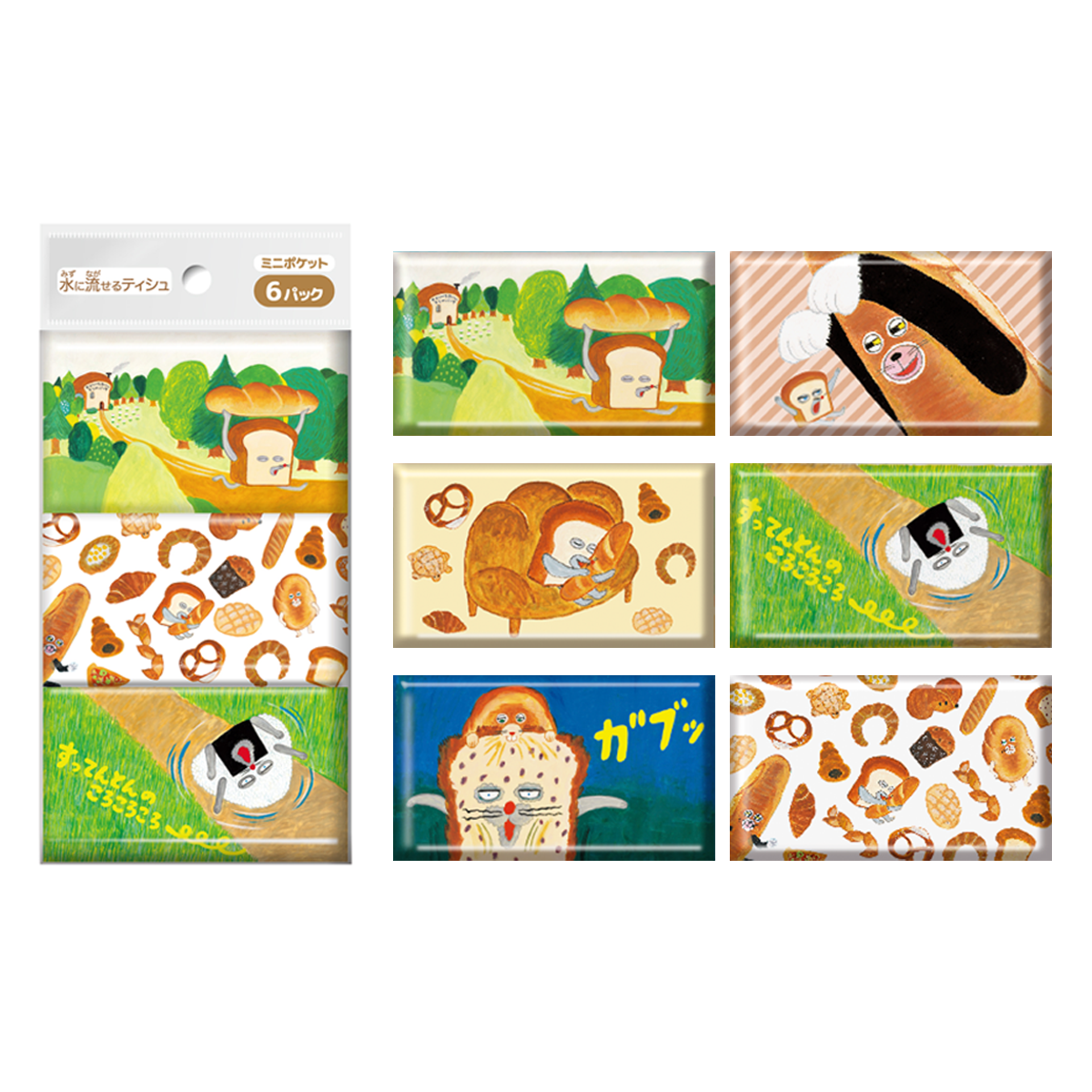 パンどろぼう　ポケットティッシュ ミニ6P